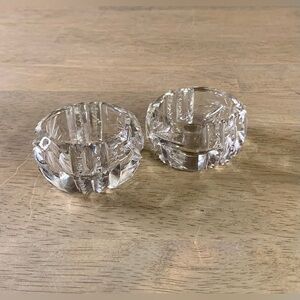 Vintage Cut Glass/Crystal Sawtooth/Sunburst Zipper‎ Round Salt Cellar Lot Of 2